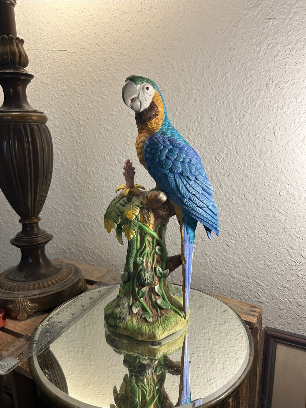 Blue Parrot Decorative Figurine - Vibrant Blue & Yellow